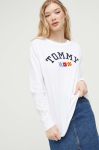Бавовняний лонгслів Tommy Jeans колір білий (3332773)