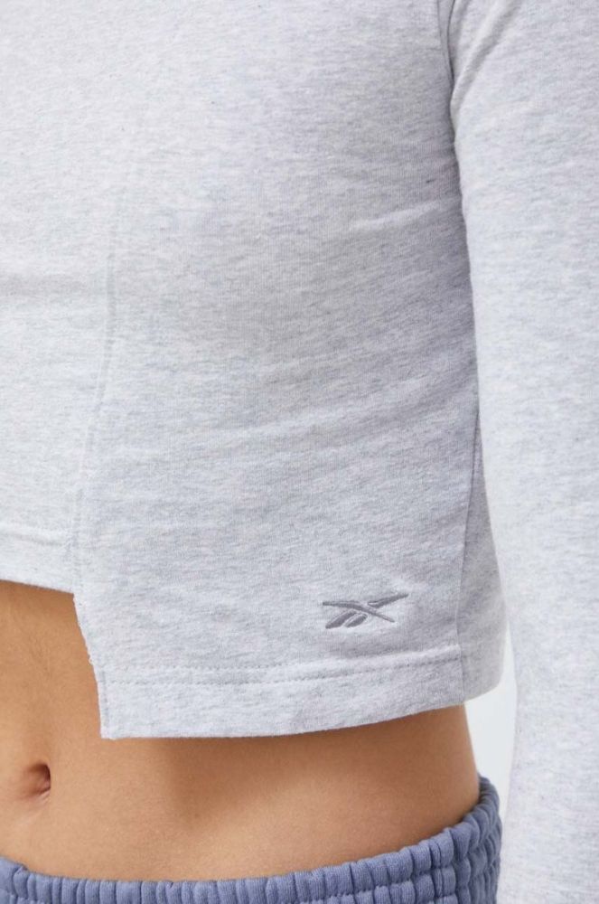 Лонгслів Reebok Classic жіночий колір сірий півгольф фото 5