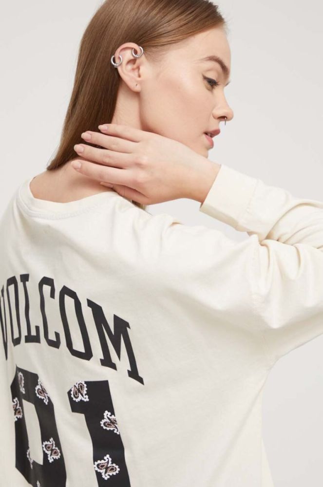 Бавовняний лонгслів Volcom колір бежевий (3537517) фото 5