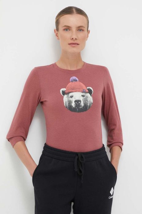 Лонгслів Columbia жіночий колір бордовий