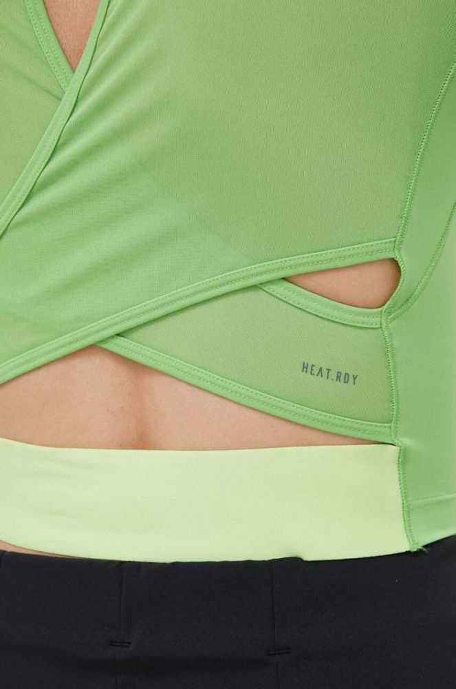 Лонгслів для тренувань adidas Performance HIIT колір зелений півгольф фото 5