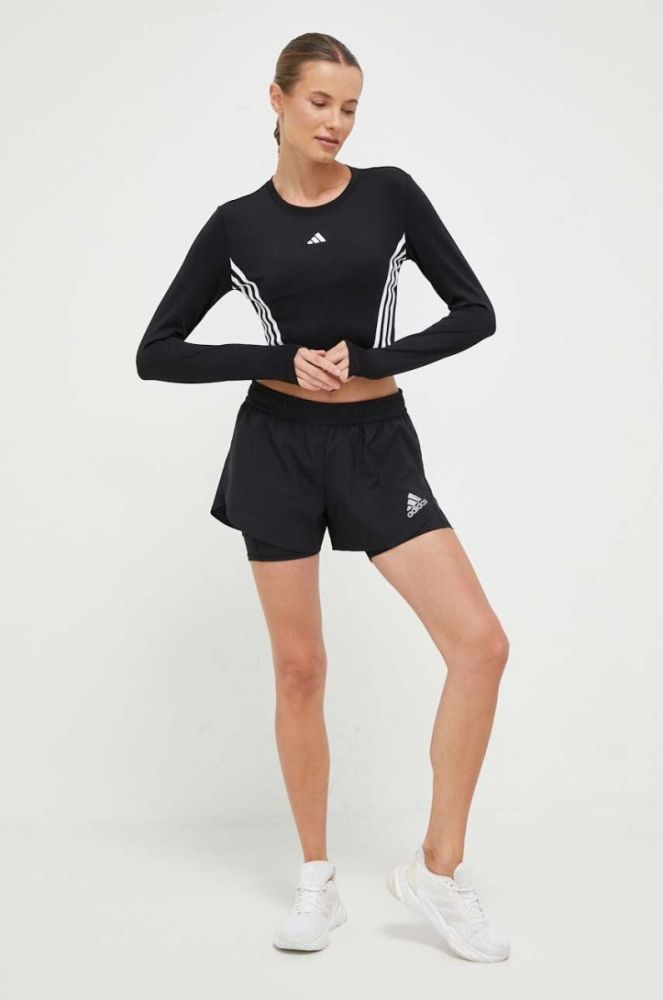Лонгслів для тренувань adidas Performance Hyperglam колір чорний фото 2