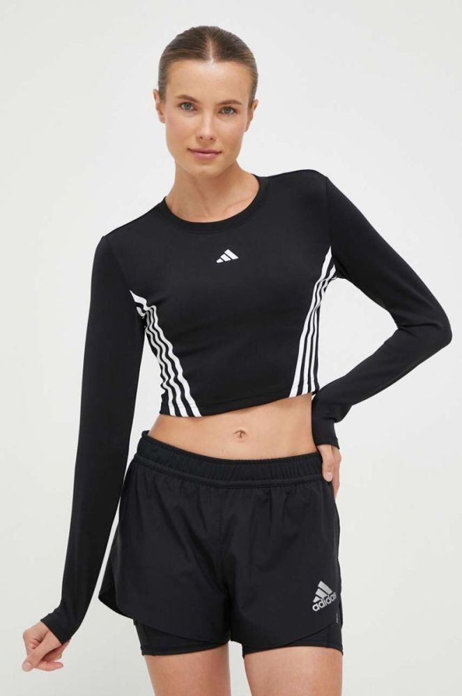 Лонгслів для тренувань adidas Performance Hyperglam колір чорний фото 4