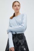 Бавовняний лонгслів adidas колір блакитний
