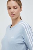 Бавовняний лонгслів adidas колір блакитний