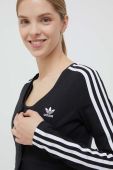Лонгслів adidas Originals Button Long Sleeve Tee жіночий колір чорний IC5473-BLACK