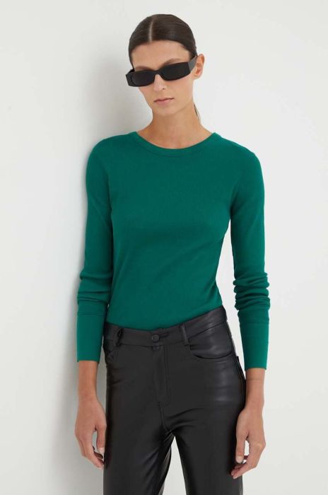 Бавовняний лонгслів Drykorn Nurit колір зелений