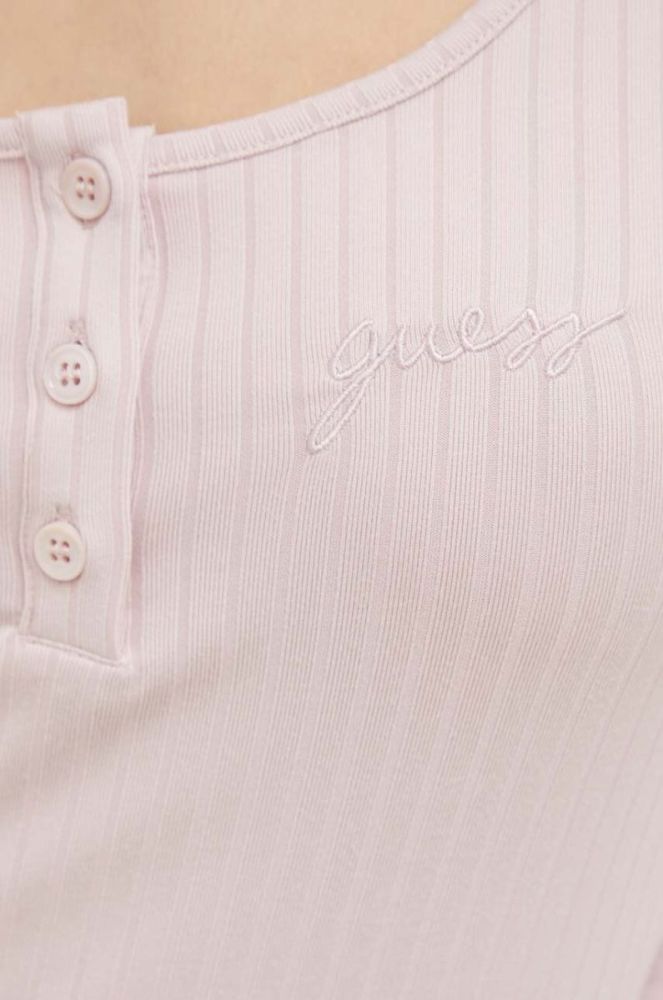Лонгслів лаунж Guess колір рожевий фото 4