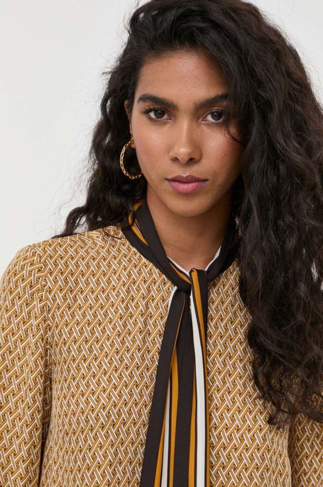 Сорочка з домішкою шовку MICHAEL Michael Kors колір помаранчевий regular в'язане декольте фото 4
