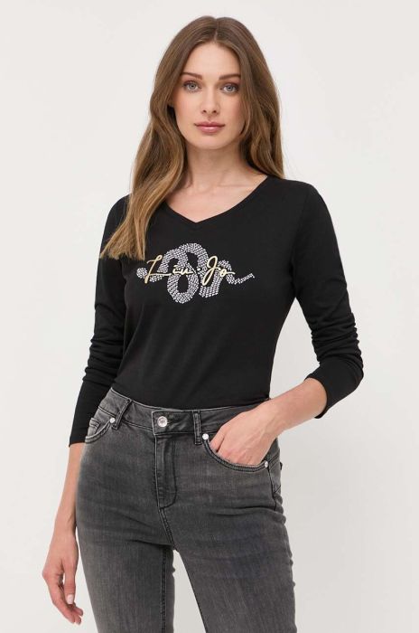 Бавовняний лонгслів Liu Jo колір чорний (3338123)