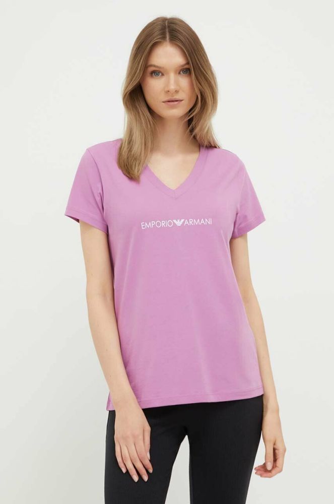 Бавовняна футболка lounge Emporio Armani Underwear колір фіолетовий