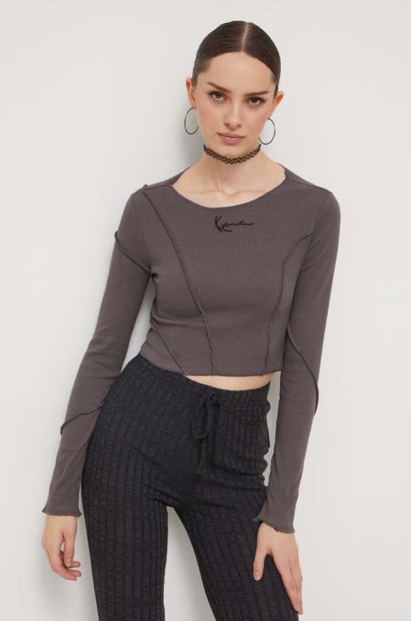 Лонгслів Karl Kani жіночий колір сірий