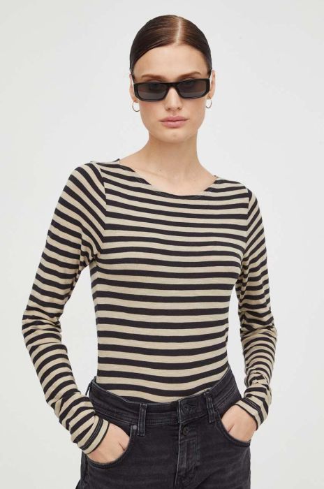 Бавовняний лонгслів Marc O'Polo колір бежевий (3553718)