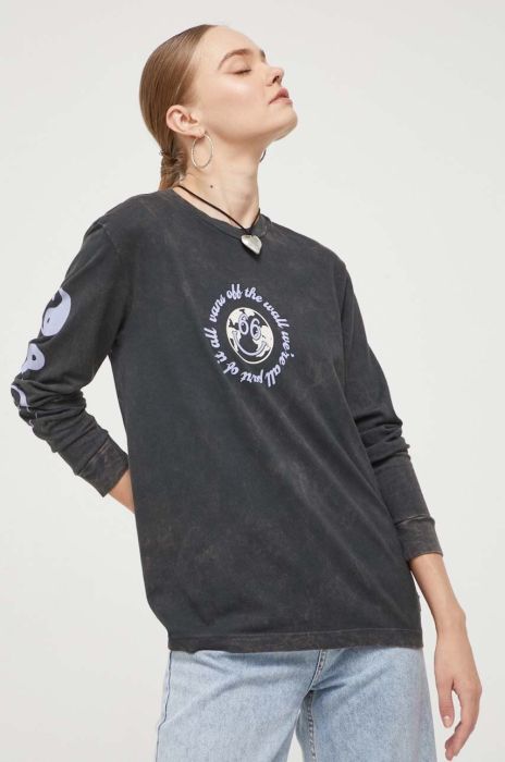 Бавовняний лонгслів Vans колір сірий (3506781)