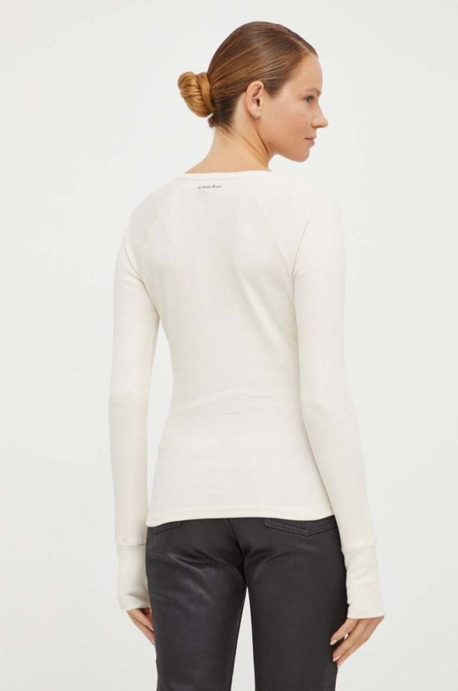 Бавовняний лонгслів G-Star Raw колір бежевий (3506790) фото 3