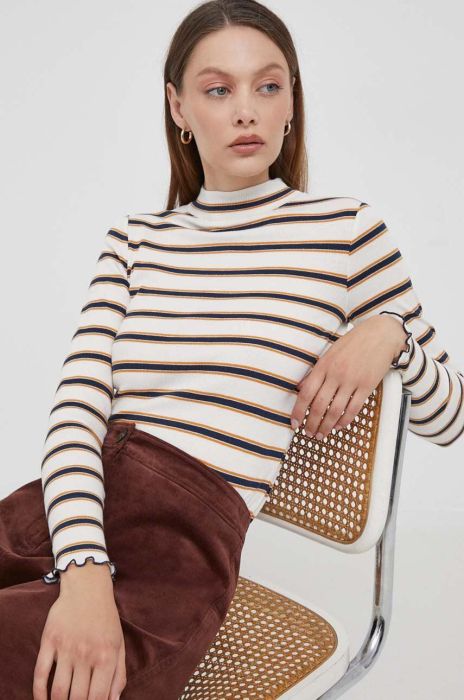 Лонгслів Pepe Jeans жіночий колір бежевий півгольф (3492499)