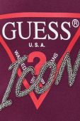 Бавовняний лонгслів Guess колір фіолетовий