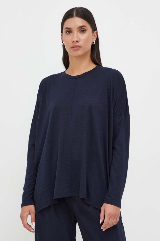 Вовняний лонгслів Max Mara Leisure колір синій фото 2