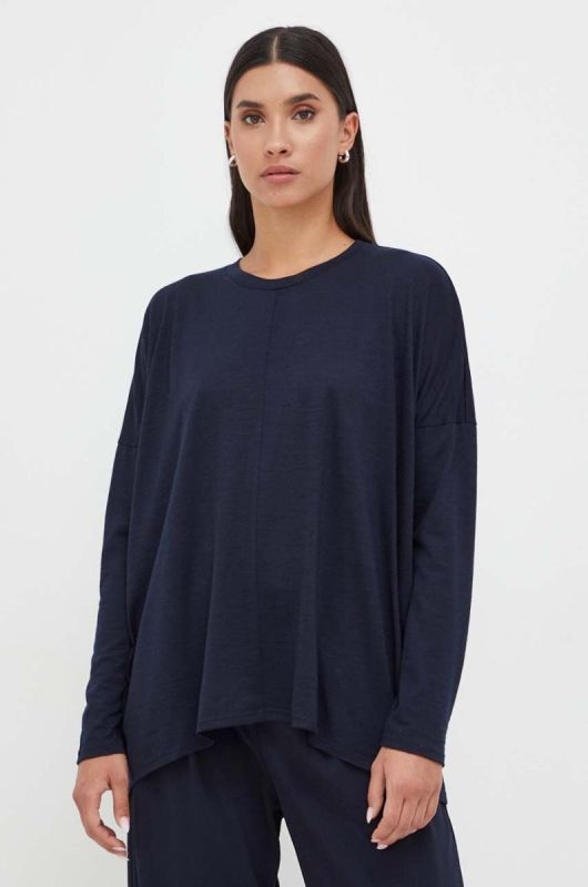 Вовняний лонгслів Max Mara Leisure колір синій фото 2