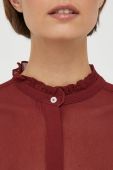 Сорочка United Colors of Benetton жіноча колір бордовий regular зі стійкою