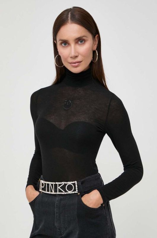 Лонгслів з домішкою кашеміру Pinko колір чорний гольф