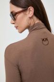 Лонгслів з домішкою кашеміру Pinko колір коричневий