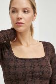 Лонгслів Guess жіночий колір коричневий (3609438)
