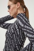 Лонгслів HUGO жіночий колір чорний півгольф (3506822)