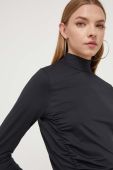 Лонгслів HUGO жіночий колір чорний півгольф (3506816)