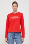 Бавовняний лонгслів Tommy Hilfiger колір червоний