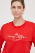 Бавовняний лонгслів Tommy Hilfiger колір червоний