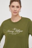 Бавовняний лонгслів Tommy Hilfiger колір зелений