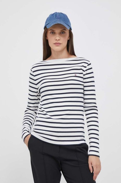 Бавовняний лонгслів Tommy Hilfiger колір білий (3473582)