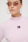 Лонгслів Tommy Jeans жіночий колір рожевий гольф