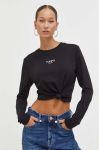 Бавовняний лонгслів Tommy Jeans колір чорний (3574387)