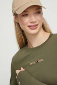 Бавовняний лонгслів Tommy Jeans колір зелений