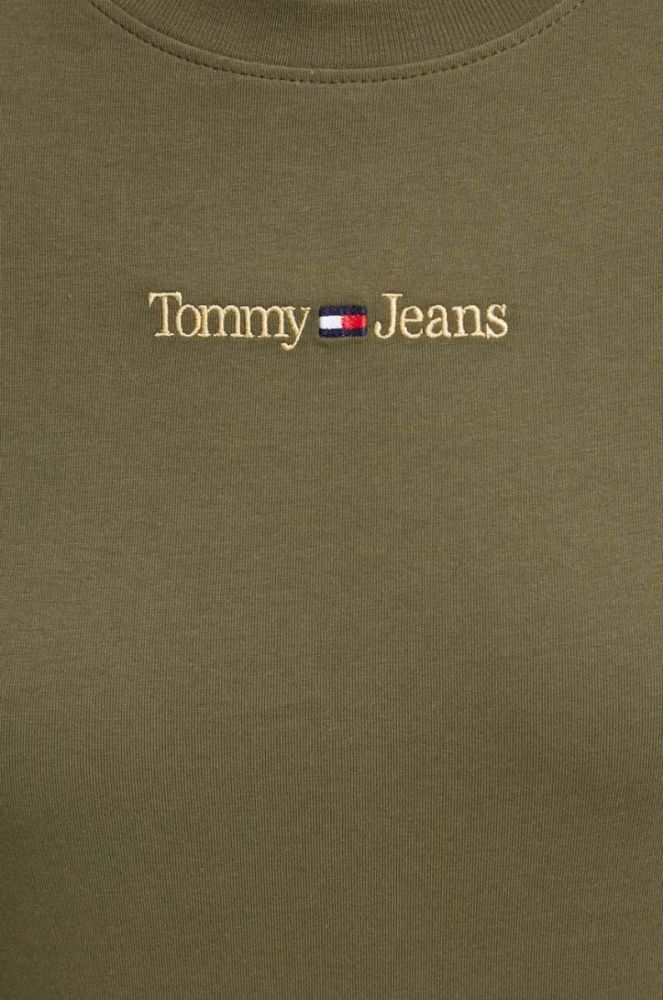 Бавовняний лонгслів Tommy Jeans колір зелений фото 5
