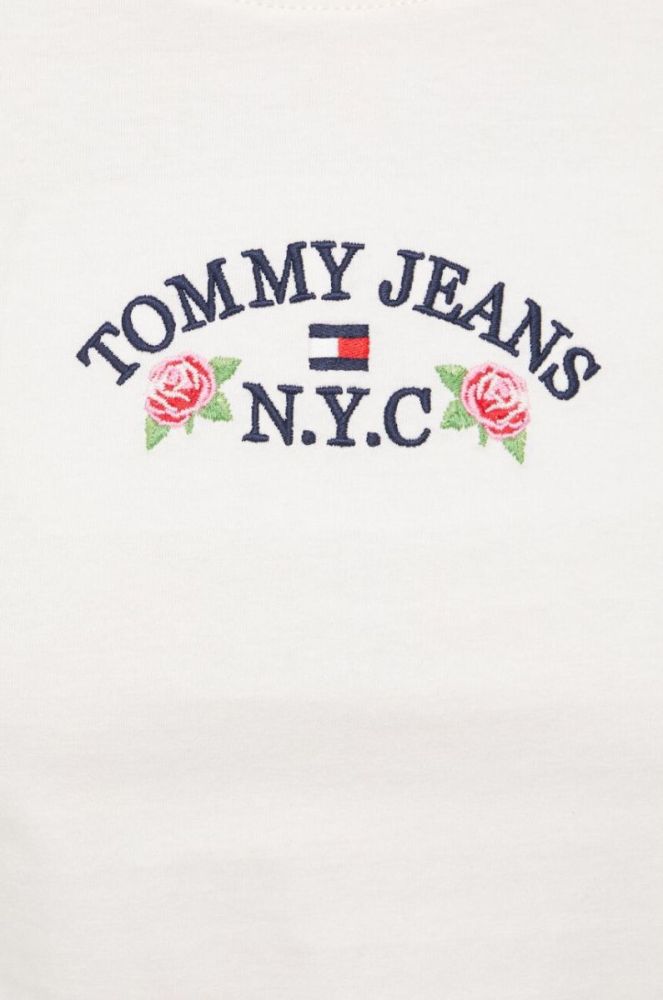 Бавовняний лонгслів Tommy Jeans колір бежевий фото 5