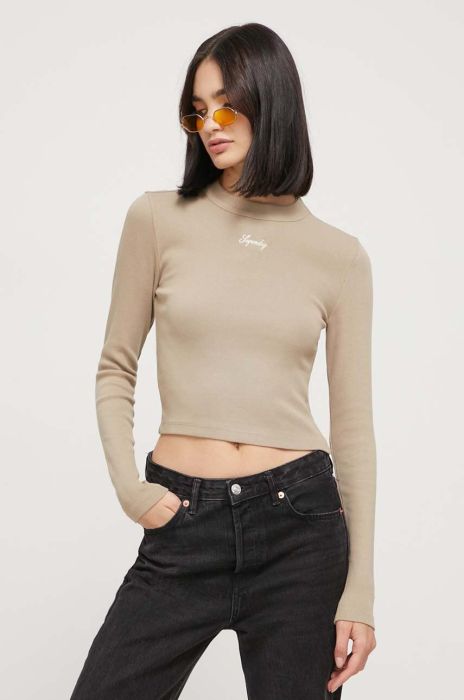 Лонгслів Superdry жіночий колір бежевий