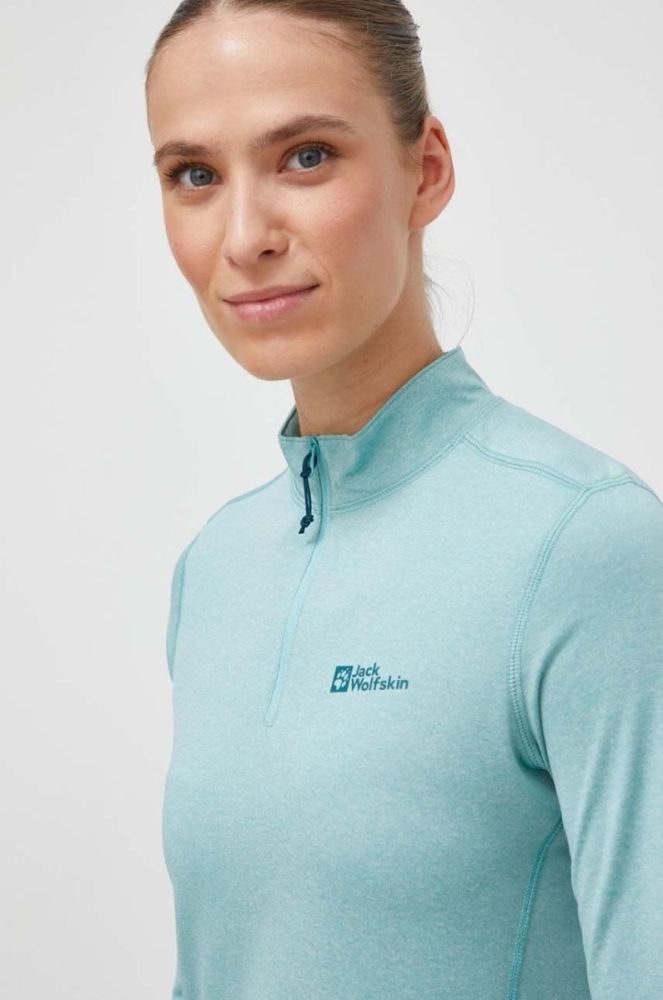 Спортивний лонгслів Jack Wolfskin Sky Thermal колір бірюзовий півгольф фото 4