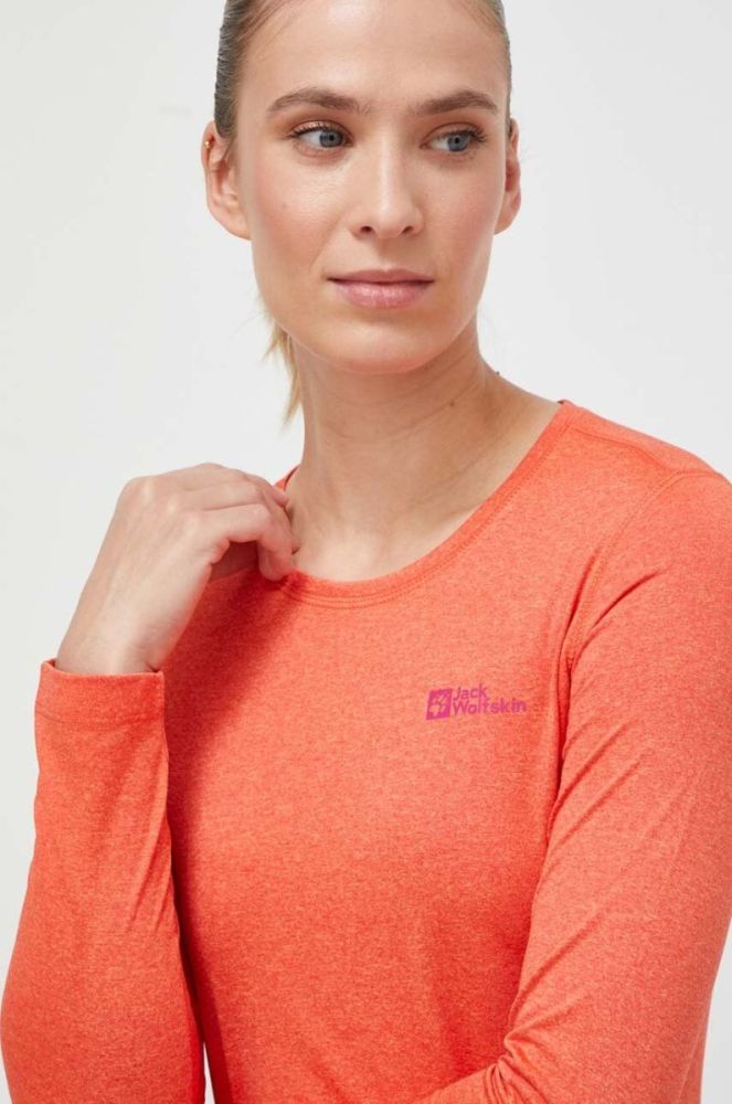 Спортивний лонгслів Jack Wolfskin Sky Thermal колір помаранчевий фото 3
