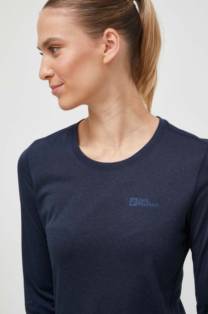 Спортивний лонгслів Jack Wolfskin Sky Thermal колір синій фото 3
