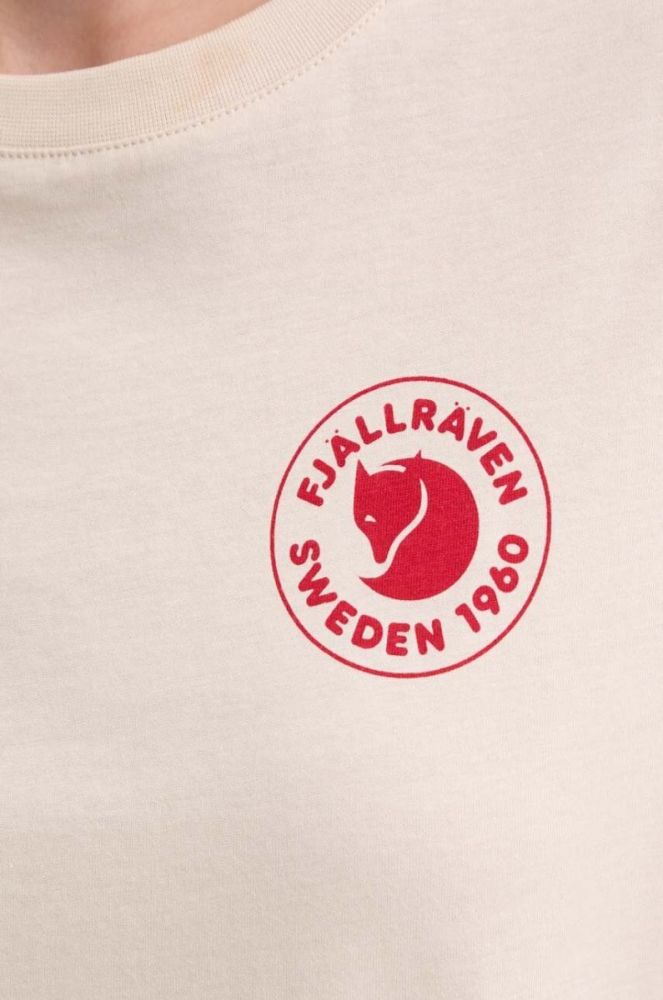 Бавовняний лонгслів Fjallraven 1960 Logo колір бежевий фото 5