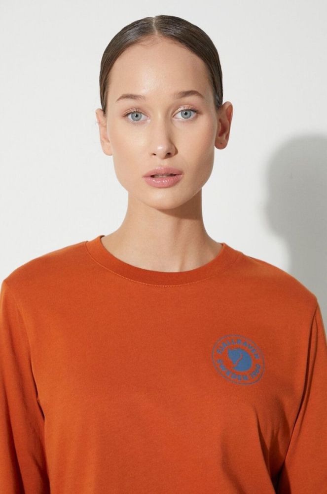 Бавовняний лонгслів Fjallraven 1960 Logo колір помаранчевий фото 5