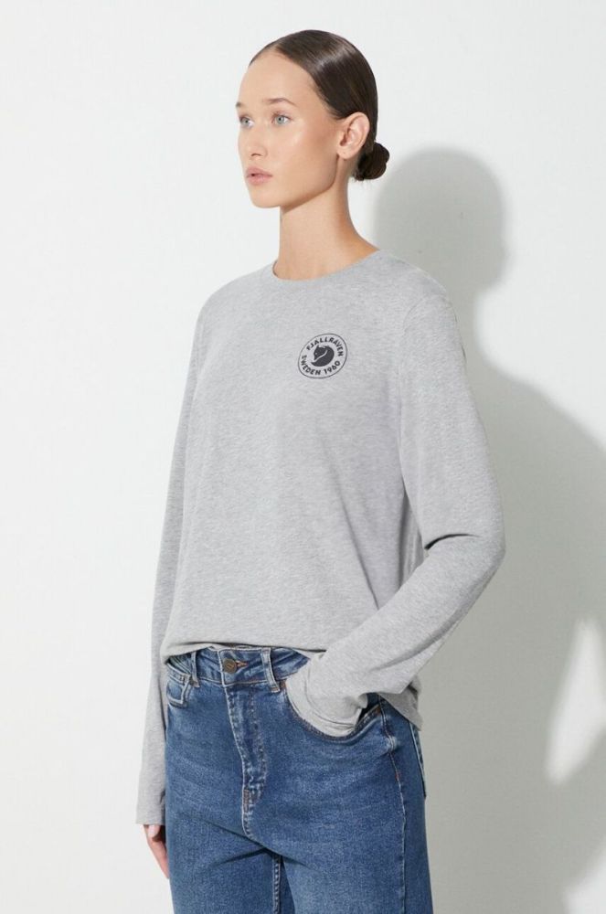 Бавовняний лонгслів Fjallraven 1960 Logo колір сірий фото 4
