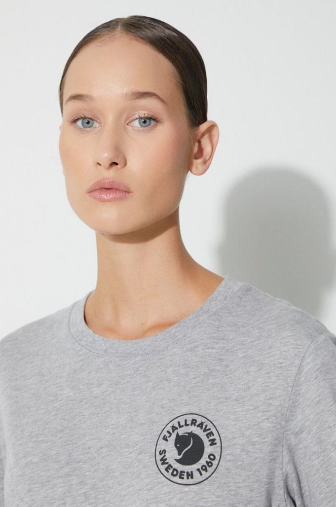 Бавовняний лонгслів Fjallraven 1960 Logo колір сірий фото 5