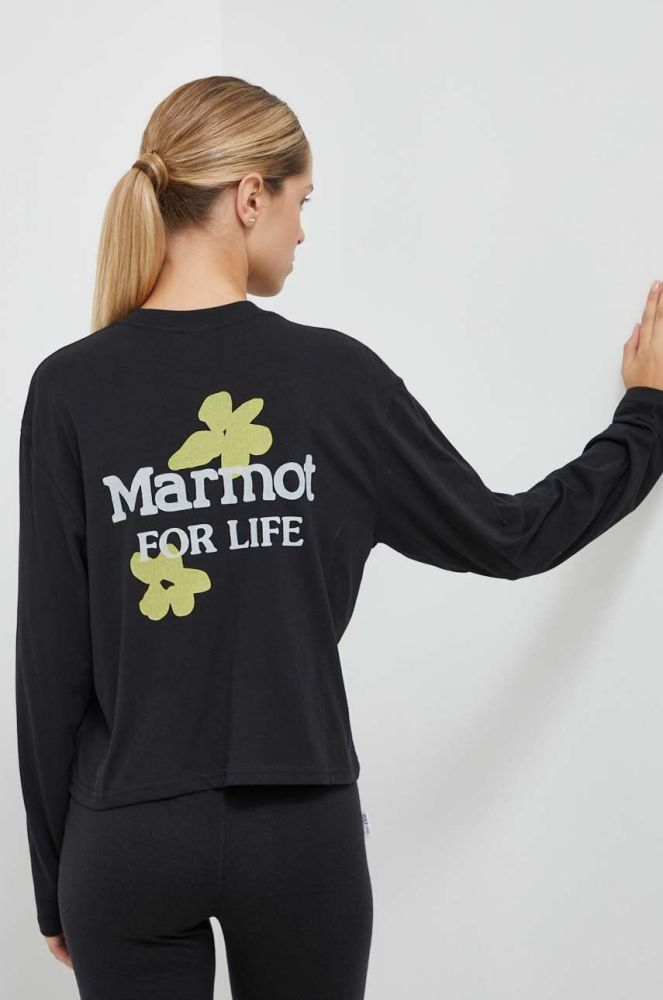 Лонгслів Marmot Flowers For Life жіночий колір чорний
