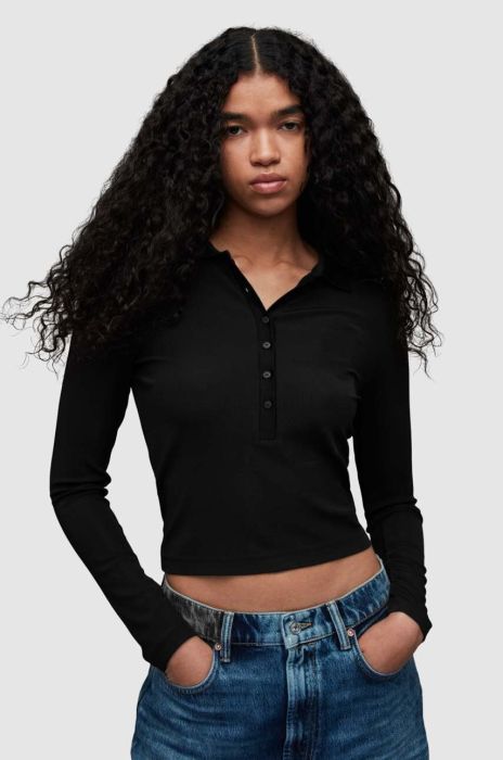 Лонгслів AllSaints HALLIE жіночий колір чорний