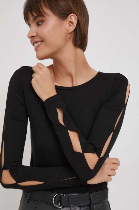 Лонгслів United Colors of Benetton жіночий колір чорний (3654927)