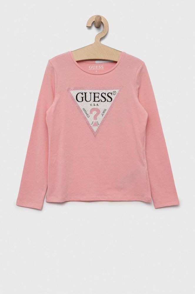 Дитячий лонгслів Guess колір рожевий (3327634)